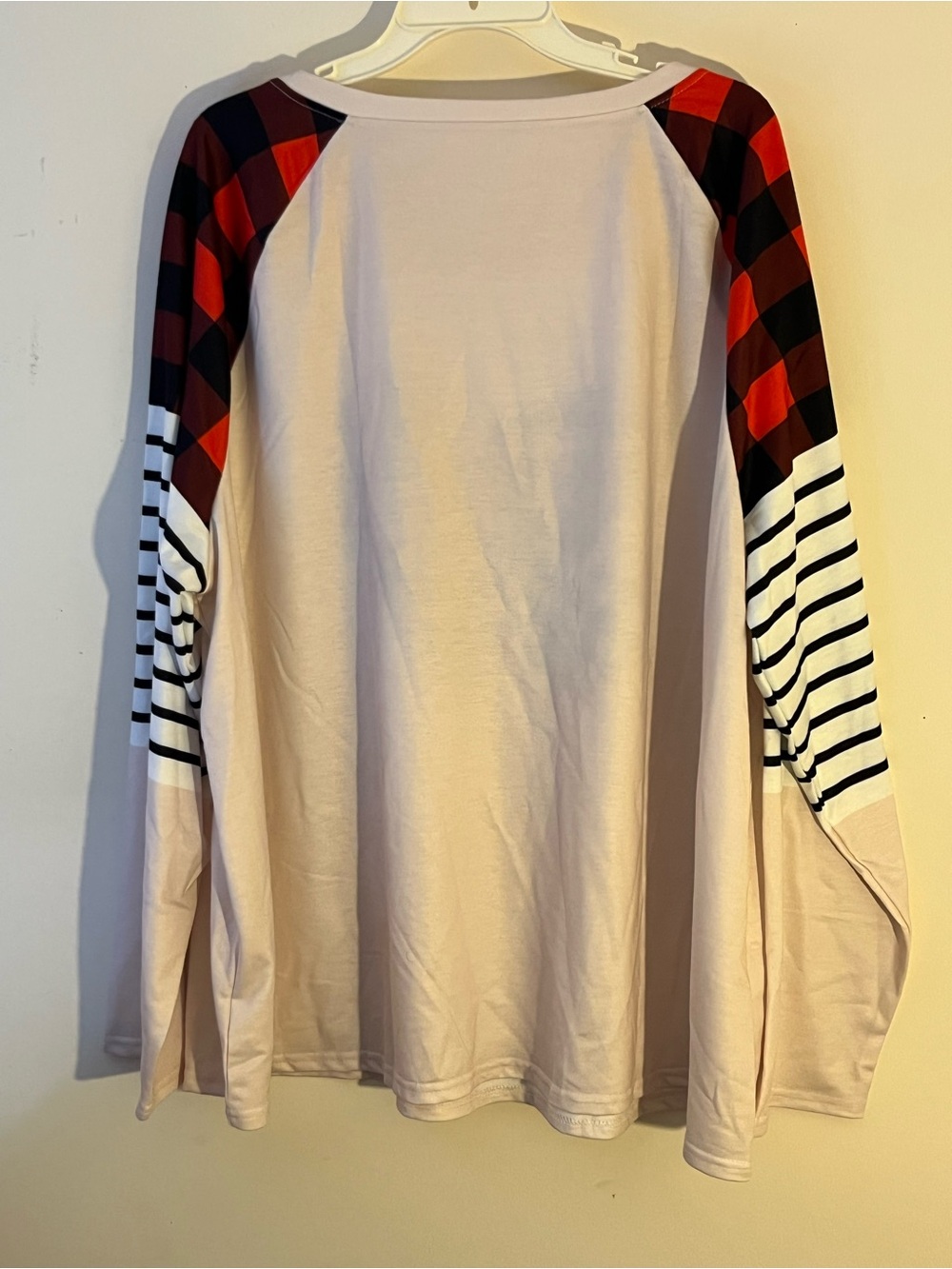 Plaid Heart Raglan Long Sleeve Top - Red & Black Hearts - Picture 2 of 6